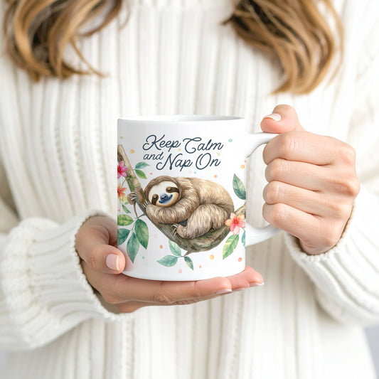 'Keep Calm and Nap On' Sloth Mug