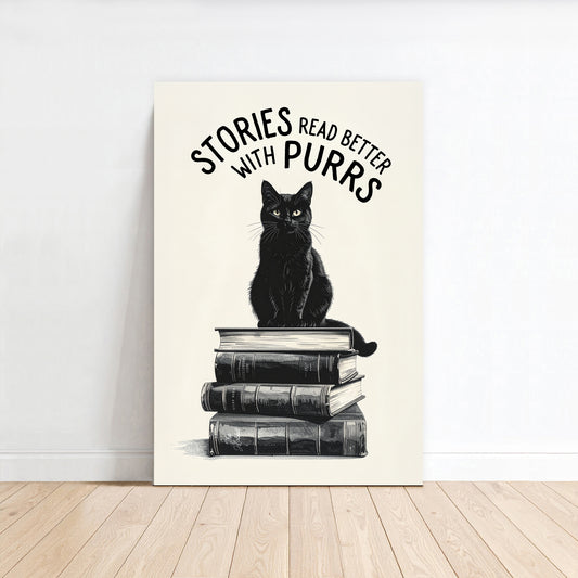 'Stories Read Better With Purrs' Canvas