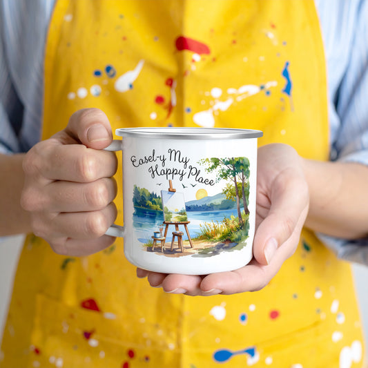 'My Happy Place' Enamel Mug