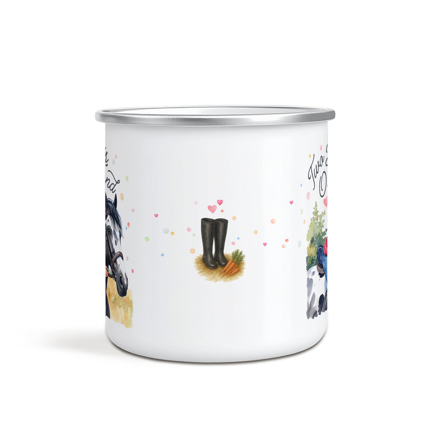 'Two Hearts One Bond' Enamel Mug