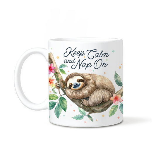 'Keep Calm and Nap On' Sloth Mug