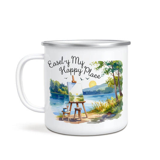 'My Happy Place' Enamel Mug