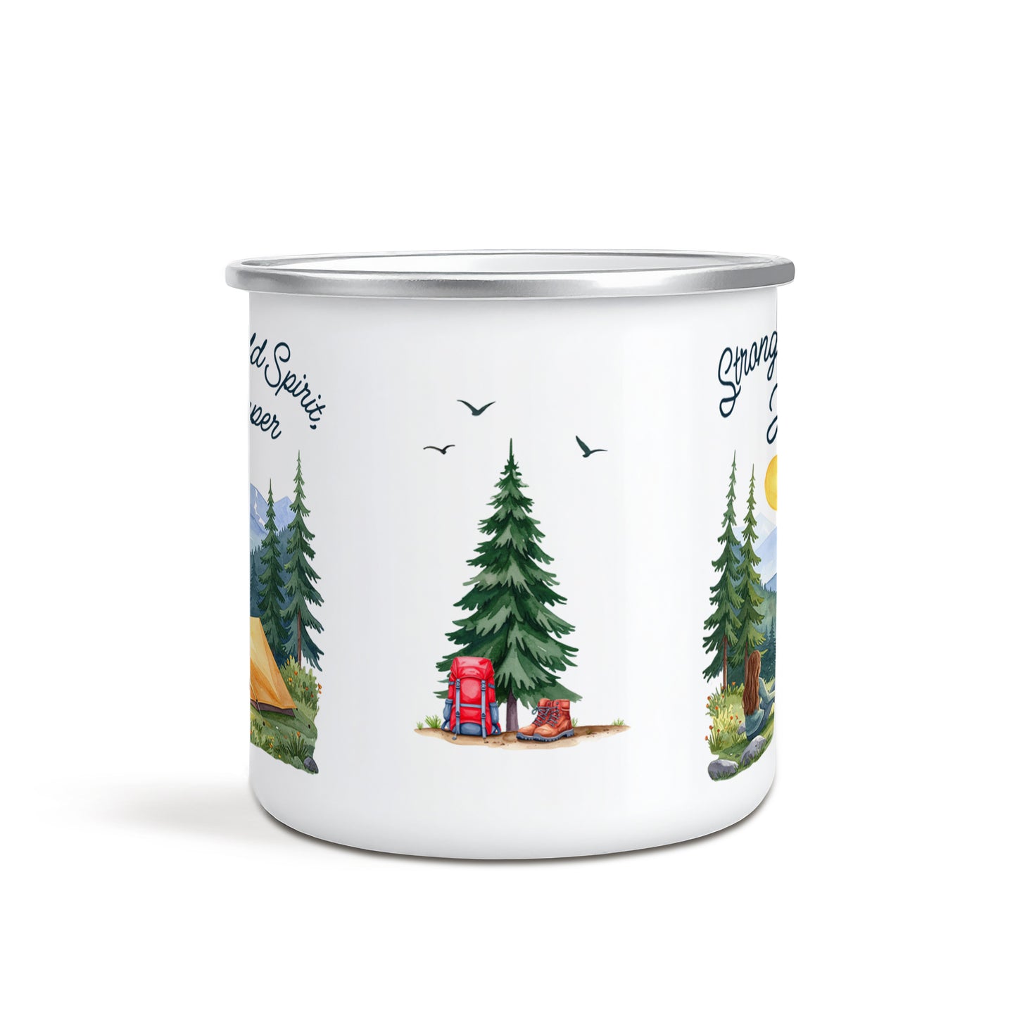 'Happy Camper' Enamel Mug