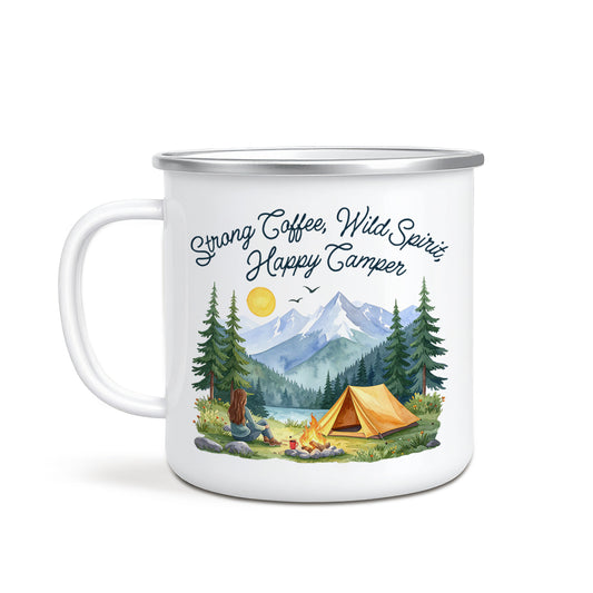 'Happy Camper' Enamel Mug