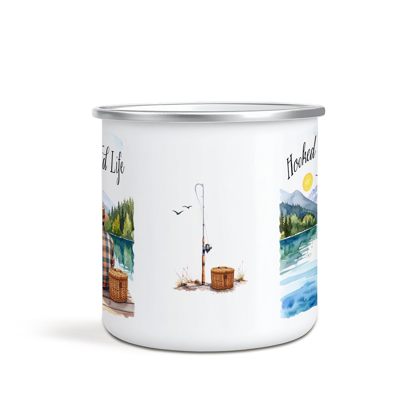 'Hooked on the good life' Enamel Mug